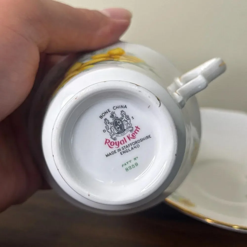 Vintage Teacup and Saucer Royal Kent Made in England Bone China